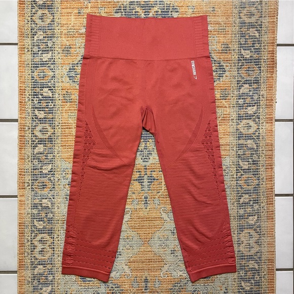 Orange/Pink/Coral Gymshark Crop Leggings Capris Large - Picture 2 of 7